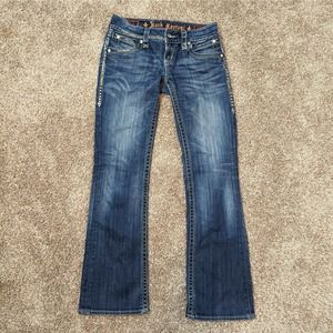 Rock Revival Jeans Womens 28 (29x34) Gwen Boot Thick Stitch Studded Flap Pockets